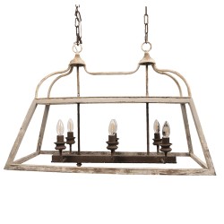 Clayre & Eef Hanglamp  87x35x60 cm Wit Bruin Hout Ijzer