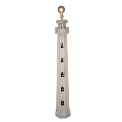 Clayre & Eef Lampadaire Phare 23x23x140 cm Blanc Bois