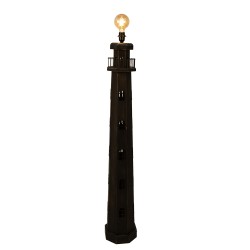 Clayre & Eef Lampadaire Phare 23x23x140 cm Noir Bois