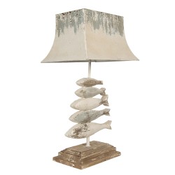 Clayre & Eef Table Lamp 44x30x75 cm  White Grey Wood Iron Rectangle Fishes