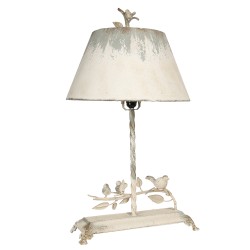 Clayre & Eef Lampe de table 44x43x75 cm  Blanc Gris Fer Rond Feuilles