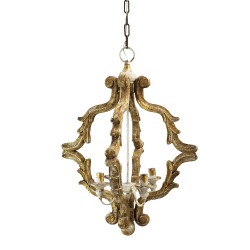 Clayre & Eef Hanglamp  41x41x75 cm  Goudkleurig Hout Ijzer