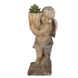 Clayre & Eef Statuetta decorativa Angelo 58 cm Verde Beige Materiale ceramico