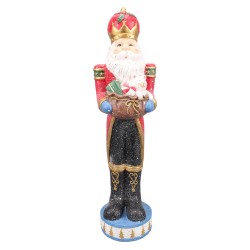 Clayre & Eef Figurine Père Noël 82 cm Rouge Bleu Polyrésine