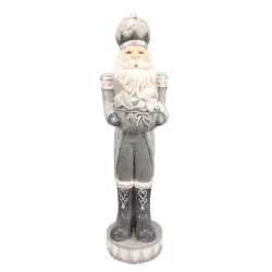 Clayre & Eef Beeld Kerstman 82 cm Zilverkleurig Polyresin