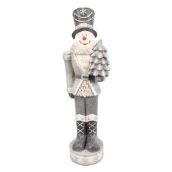 Clayre & Eef Figurine Bonhomme de neige 82 cm Couleur argent Polyrésine