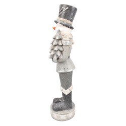 Clayre & Eef Figurine Bonhomme de neige 82 cm Couleur argent Polyrésine