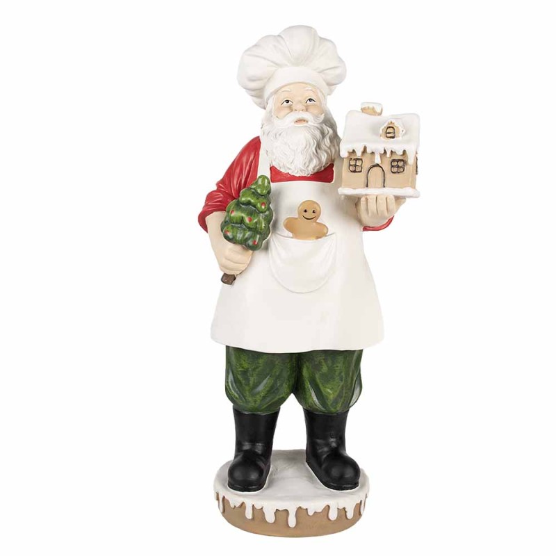 Clayre & Eef Figur Weihnachtsmann 59 cm Weiß Rot Kunststoff