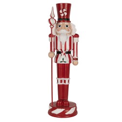 Clayre & Eef Statuetta decorativa di Natale Schiaccianoci 61 cm Rosso Poliresina