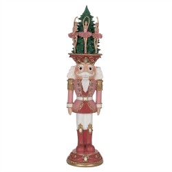 Clayre & Eef Christmas Decoration with LED Lighting Nutcracker 62 cm Pink Polyresin