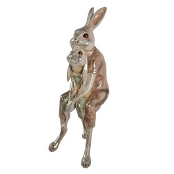 Clayre & Eef Figurine Lapin 65 cm Blanc Rose Polyrésine