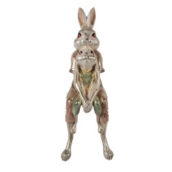 Clayre & Eef Figurine Lapin 65 cm Blanc Rose Polyrésine