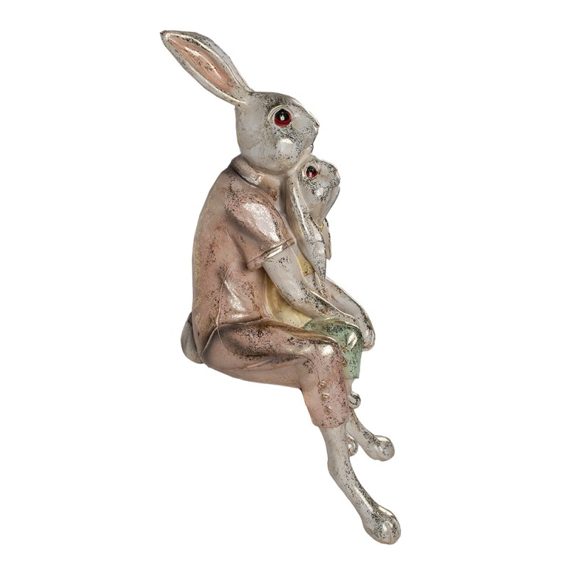 Clayre & Eef Figurine Rabbit 65 cm White Pink Polyresin