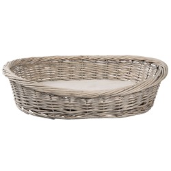 Clayre & Eef Hundekorb 74x57x19 cm Grau Rattan Oval