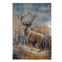 Clayre & Eef 3D Metal Paintings 80x120 cm Brown Iron Deer