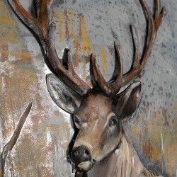 Clayre & Eef 3D Metal Paintings 80x120 cm Brown Iron Deer