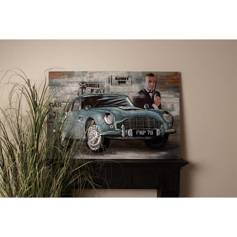 Clayre & Eef 3D Schilderijen metaal 120x80 cm Blauw Groen IJzer Hout Auto