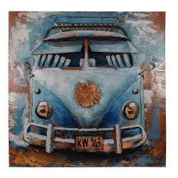 Clayre & Eef 3D Metal Paintings 80x80 cm Blue Iron Camper