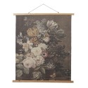 Clayre & Eef Tapisserie murale 80x100 cm Gris Bois Textile Rectangle Fleurs