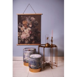 Clayre & Eef Wall Tapestry 80x100 cm Grey Wood Textile Rectangle Flowers