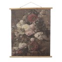 Clayre & Eef Wandkleed  80x100 cm Bruin Rood Hout Textiel Rechthoek Bloemen