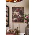 Clayre & Eef Wall Tapestry 80x100 cm Brown Red Wood Textile Rectangle Flowers