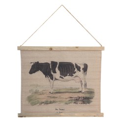 Clayre & Eef Tapisserie murale Vache 64x53 cm Beige Jute Rectangle