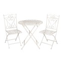 Clayre & Eef Bistro Set Bistro Table Bistro Chair Set of 3 White Iron