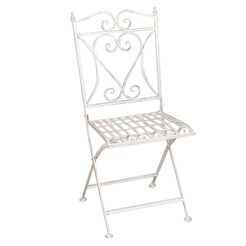 Clayre & Eef Ensemble bistro Table de bistrot Chaises bistrot set de 3 Blanc Fer