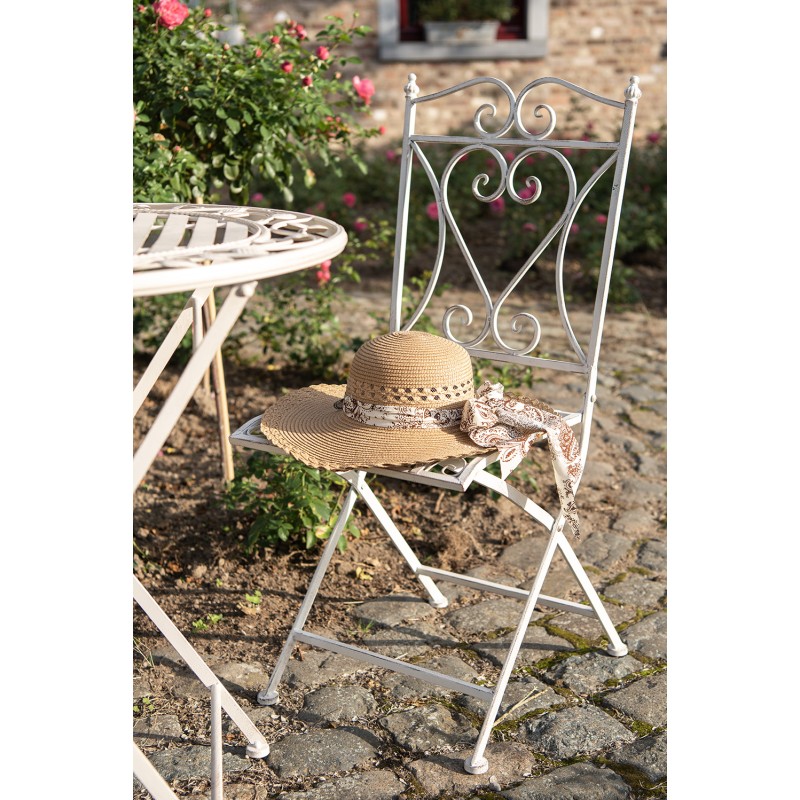 Clayre & Eef Bistro Set Bistro Table Bistro Chair Set of 3 White Iron