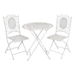 Clayre & Eef Ensemble bistro Table de bistrot Chaises bistrot set de 3 Gris Fer