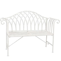 Clayre & Eef Panca da giardino 128x44x93 cm Beige Ferro Rettangolo