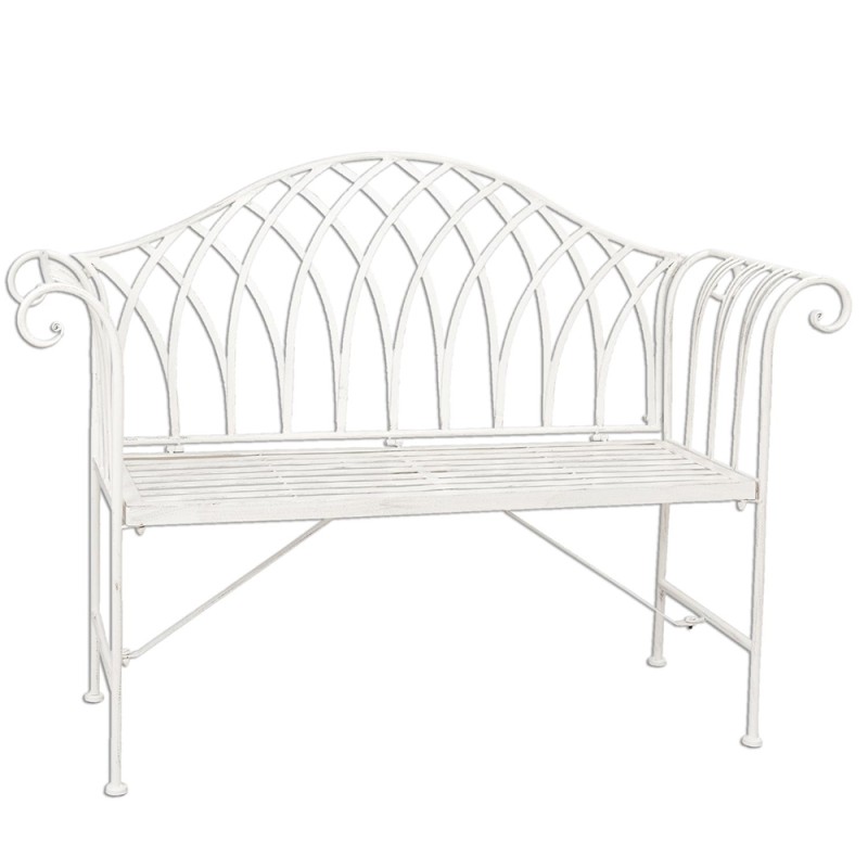 Clayre & Eef Banc de jardin 128x44x93 cm Beige Fer Rectangle