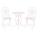 Clayre & Eef Bistro Set Bistro Table Bistro Chair Set of 3 Ø 60x70 White Iron