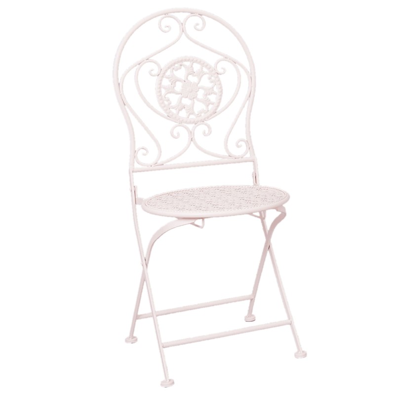 Clayre & Eef Bistro Set Bistro Table Bistro Chair Set of 3 Ø 60x70 White Iron