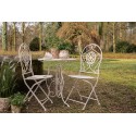 Clayre & Eef Bistro Set Bistro Table Bistro Chair Set of 3 Ø 60x70 White Iron