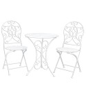 Clayre & Eef Ensemble bistro Table de bistrot Chaises bistrot set de 3 Ø 60x70 Blanc Fer