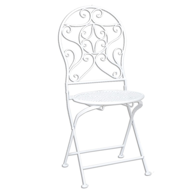 Clayre & Eef Ensemble bistro Table de bistrot Chaises bistrot set de 3 Ø 60x70 Blanc Fer