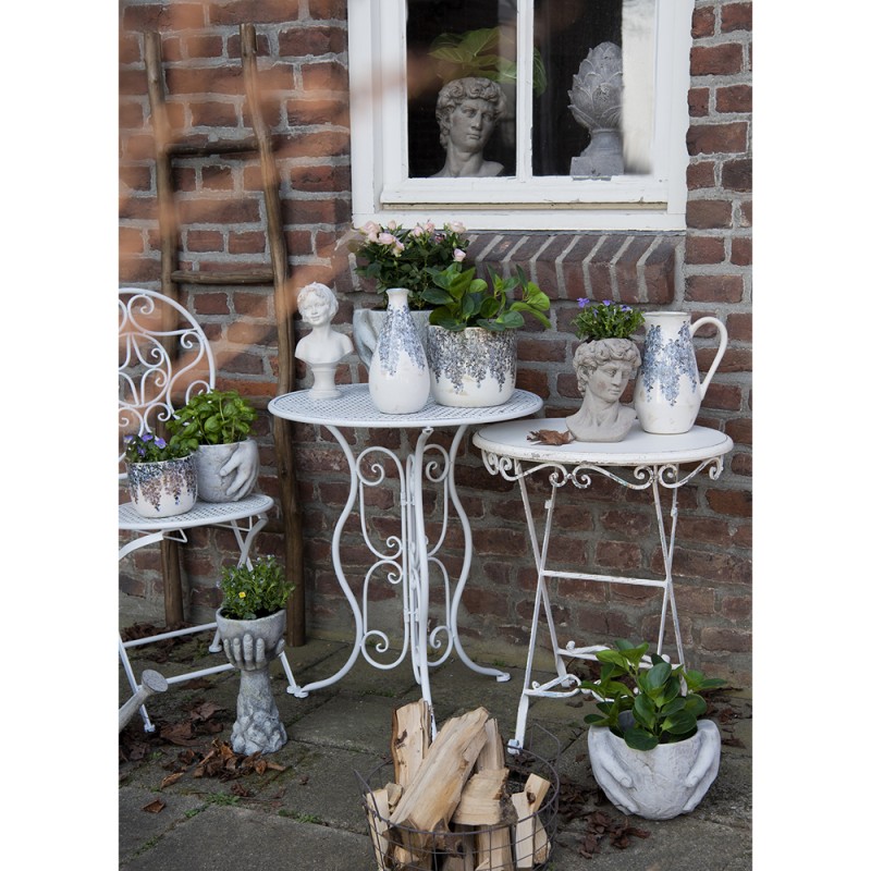 Clayre & Eef Bistro-Set Bistrotisch Bistrostuhl 3-Teilig Ø 60x70 Weiß Eisen