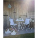 Clayre & Eef Ensemble bistro Table de bistrot Chaises bistrot set de 3 Ø 60x70 Blanc Fer