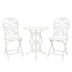 Clayre & Eef Bistro Set Bistro Table Bistro Chair Set of 3 Ø 60x70 Beige Iron