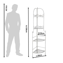 Clayre & Eef Scaffale per piante 50x35x159 cm Bianco Ferro