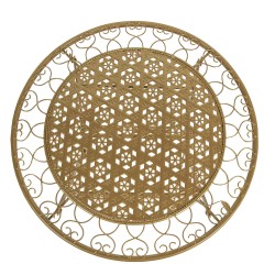 Clayre & Eef Set da bistrò Tavolo da bistrò Sedie da bistrò set di 3 Ø 70x75 Color oro Ferro Rotondo