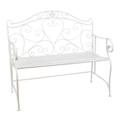 Clayre & Eef Garden Bench 103x51x94 cm White Iron Rectangle