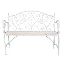 Clayre & Eef Garden Bench 110x50x90 cm White Iron Rectangle Flowers