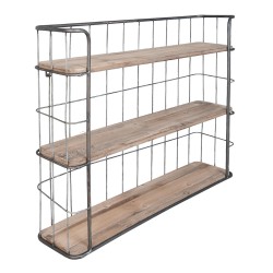 Clayre & Eef Scaffale da parete 85x20x64 cm Marrone Legno  Rettangolo