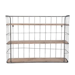 Clayre & Eef Scaffale da parete 85x20x64 cm Marrone Legno  Rettangolo