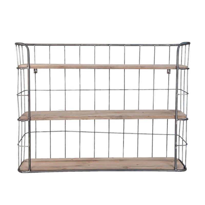 Clayre & Eef Wall Rack 85x20x64 cm Brown Wood Rectangle