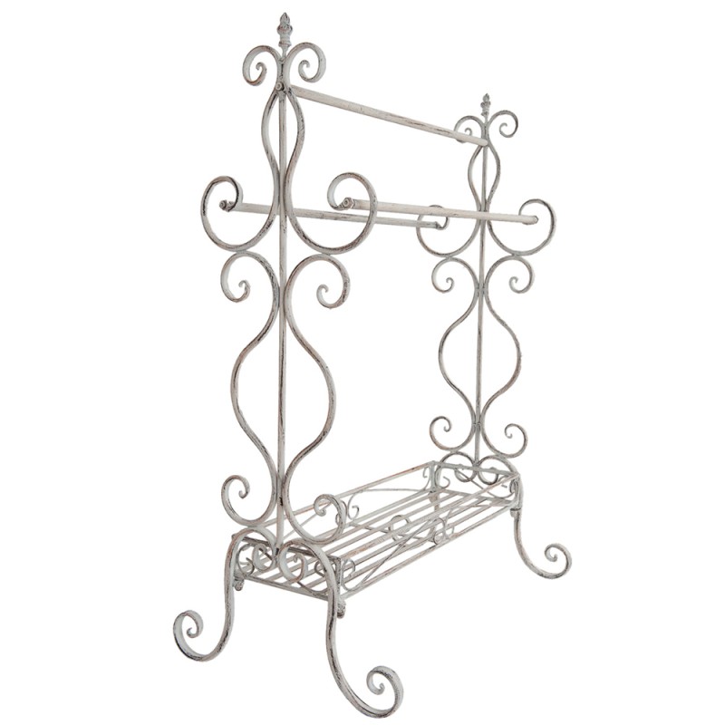 Clayre & Eef Porte-serviettes 65x40x93 cm Blanc Fer