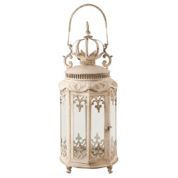 Clayre & Eef Lantern 67 cm White Iron Octagon